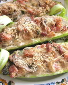 Кабачки, фаршированные грибами