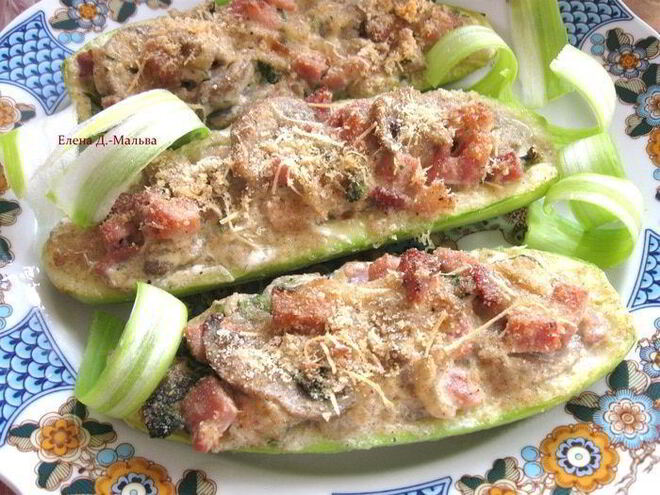 Рецепт кабачков, фаршированных грибами