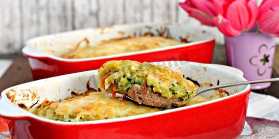 Кабачки с фаршем и картофелем в духовке