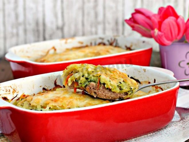 Рецепт кабачков с фаршем и картофелем в духовке