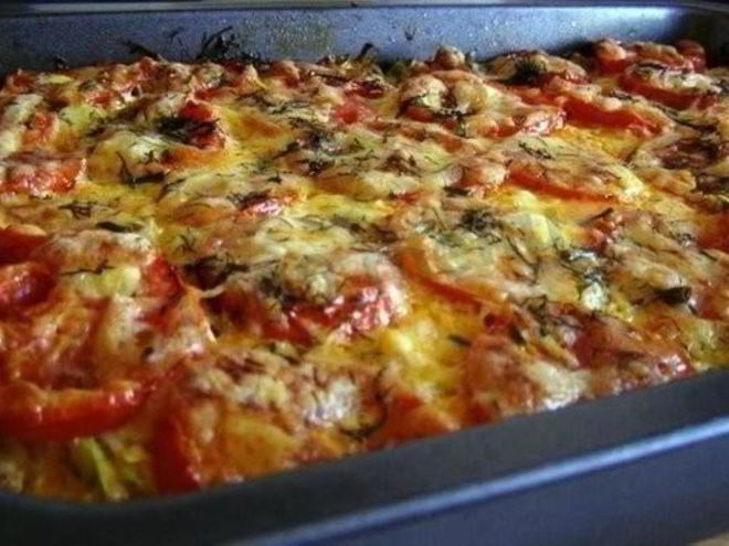 Рецепт кабачков с фаршем в духовке с помидорами