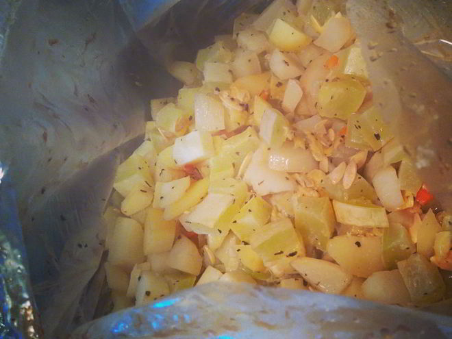 Рецепт картофеля и кабачки, запеченные в рукаве