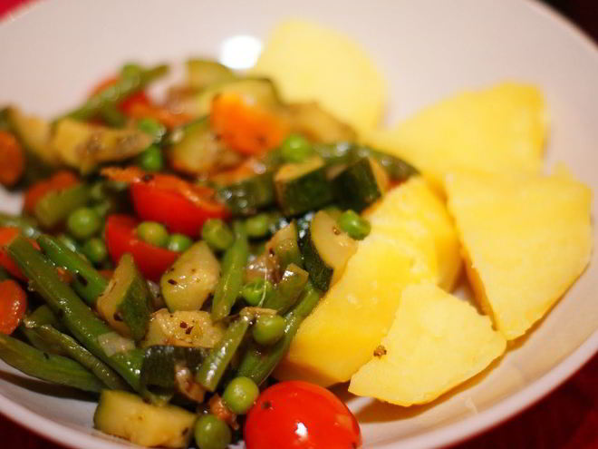 Рецепт овощей, жареных на сковороде