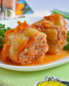 Перец фаршированный куриным фаршем в мультиварке