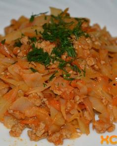 Тушеная капуста с фаршем