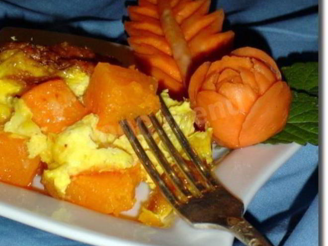 Рецепт тыквы, запеченной в духовке с яйцами