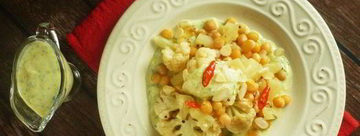 запеченная цветная капуста с ананасами и индийской заправкой. Шаг 5