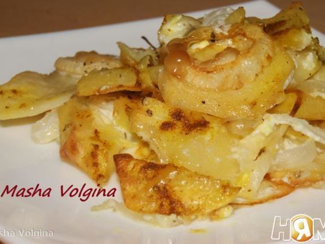 Рецепт запеченного картофеля с луком в сметане