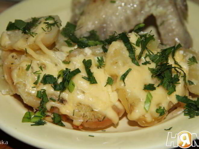 Рецепт запеченного картофеля в сливках с сыром