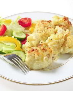 Жареная цветная капуста в сырном соусе