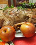 Гусь с гречкой, грибами и печенью