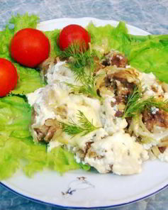 Куриная печень под сыром