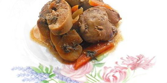 Куриная печень с грибами