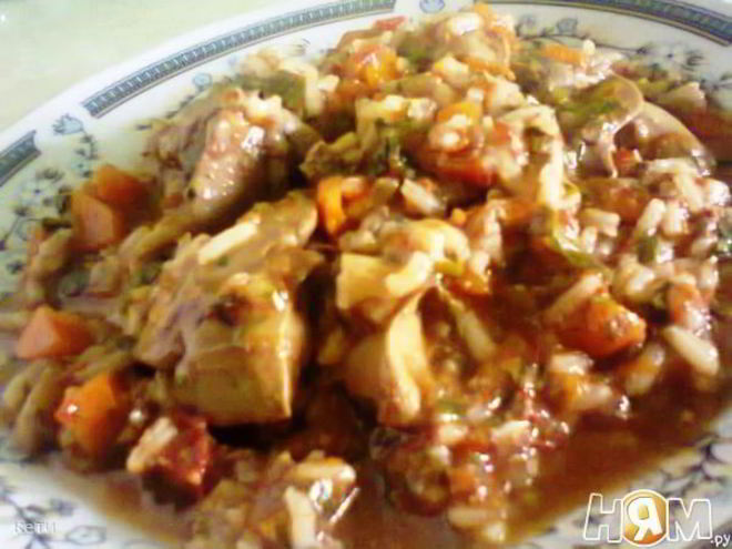 Рецепт куриной печени с рисом