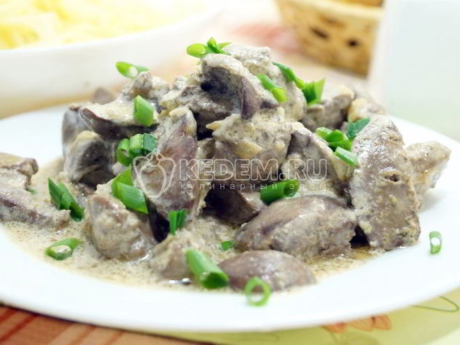 Рецепт куриной печени в сметане