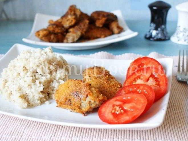 Рецепт куриной печени, жареной в панировочных сухарях