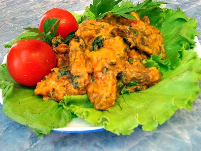 Рецепт печени говяжья по-строгановски классически