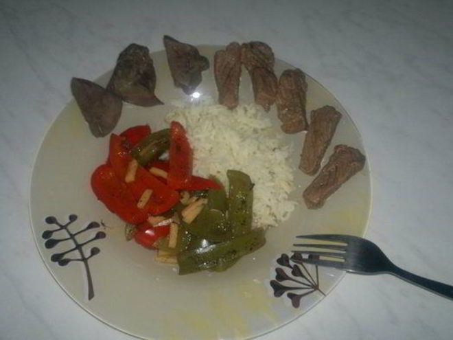 Рецепт печени индейки с филе говядины и рисом басмати