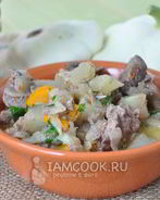 Печень куриная с патиссонами в мультиварке