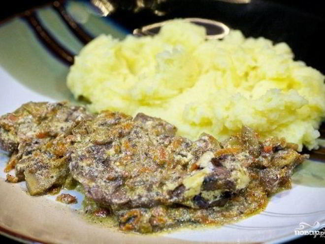 Рецепт печени куриной жареной с подливкой