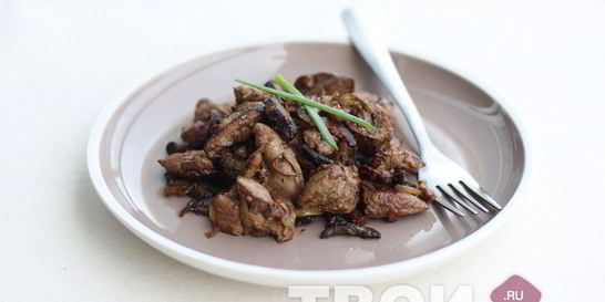 Печень с грибами