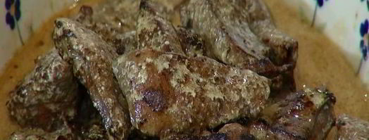 телячья печень в винном соусе с шалфеем. Шаг 6