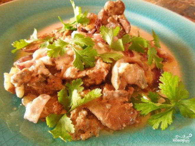 Рецепт тушеной куриной печени в мультиварке