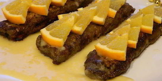 Жареная печень с апельсинами