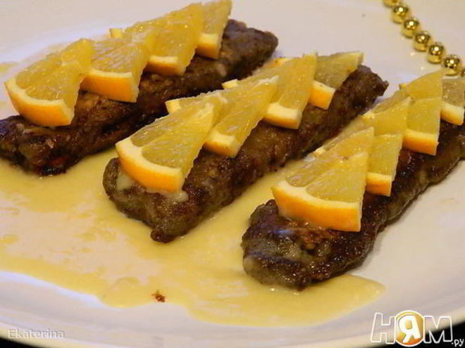 Рецепт жареной печени с апельсинами