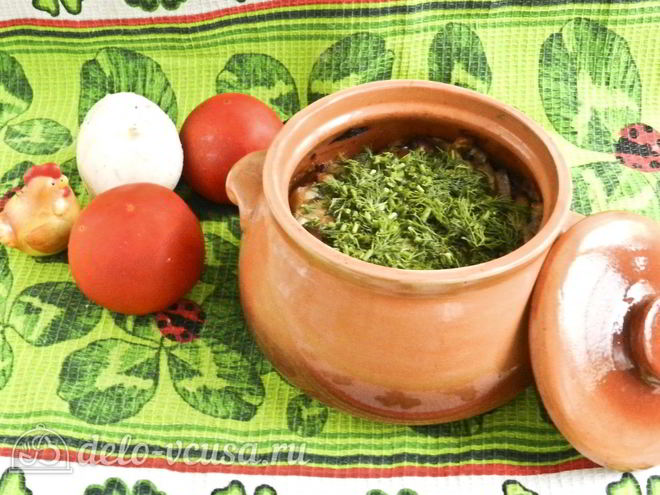 Рецепт пельменей в горшочках с грибами