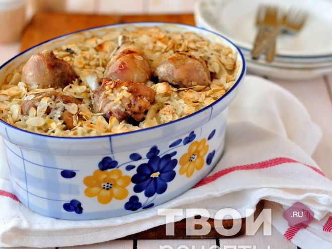 Рецепт куриного плова с миндалем в духовке