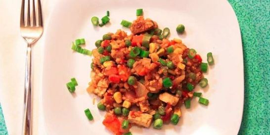 Овощная паэлья с грибами