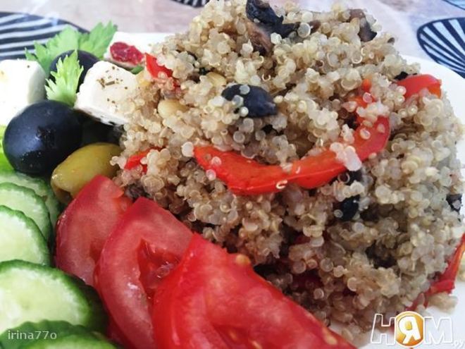 Рецепт плова из киноа с грибами