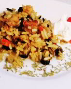 Плов с диким рисом и морскими гадами