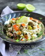 Плов с куриными сердечками в мультиварке