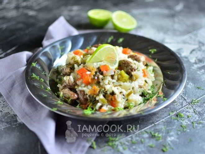 Рецепт плова с куриными сердечками в мультиварке