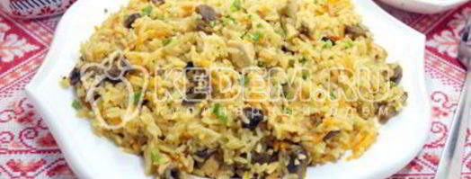 плов с курицей и грибами. Шаг 7