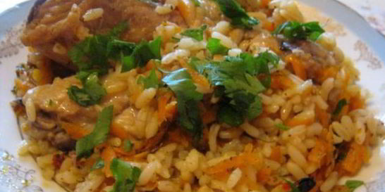 Плов с курицей в утятнице