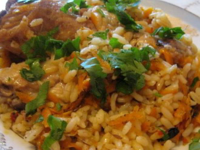 Рецепт плова с курицей в утятнице