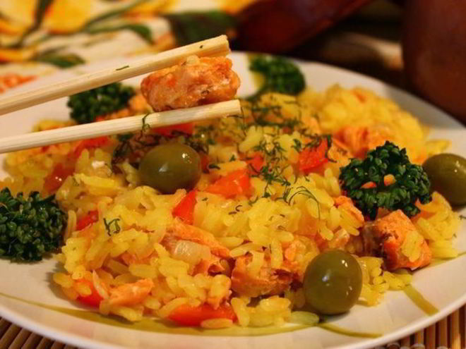 Рецепт плова с рыбой в горшочке