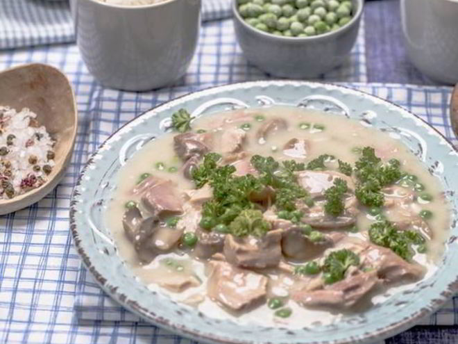 Рецепт фрикасе из курицы с грибами