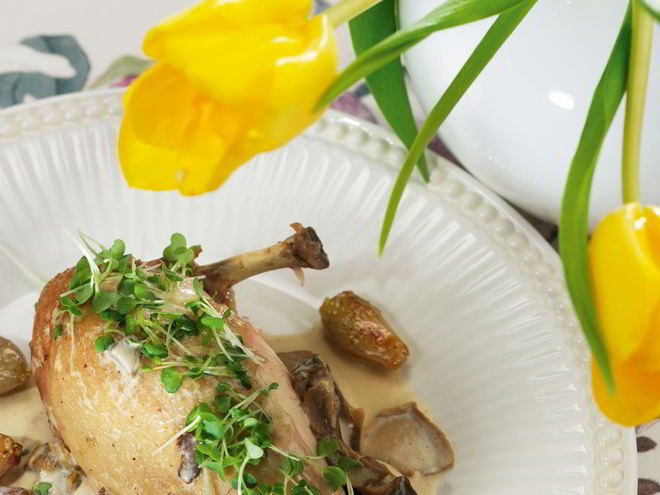 Рецепт куриного фрикасе с грибами