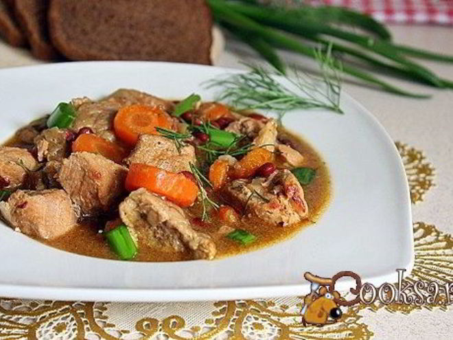 Рецепт мясного рагу с фасолью