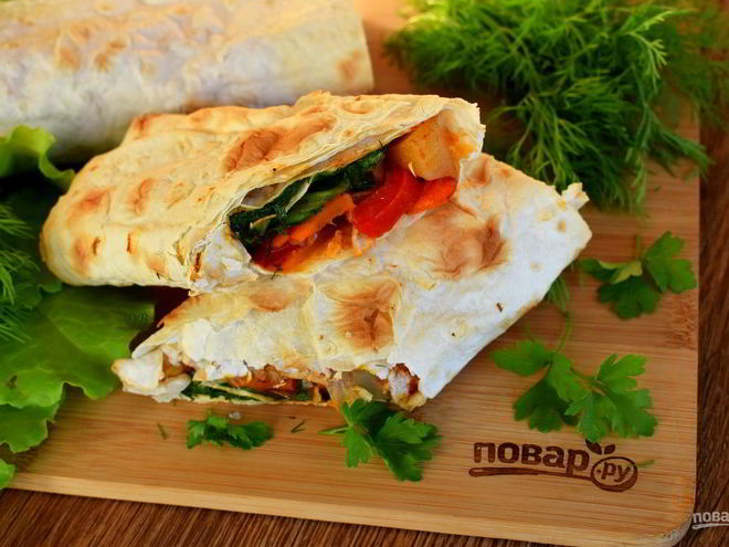 Рецепт овощного рагу в лаваше