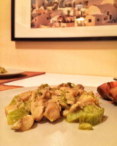 Рагу из кабачков и грибов с кефиром