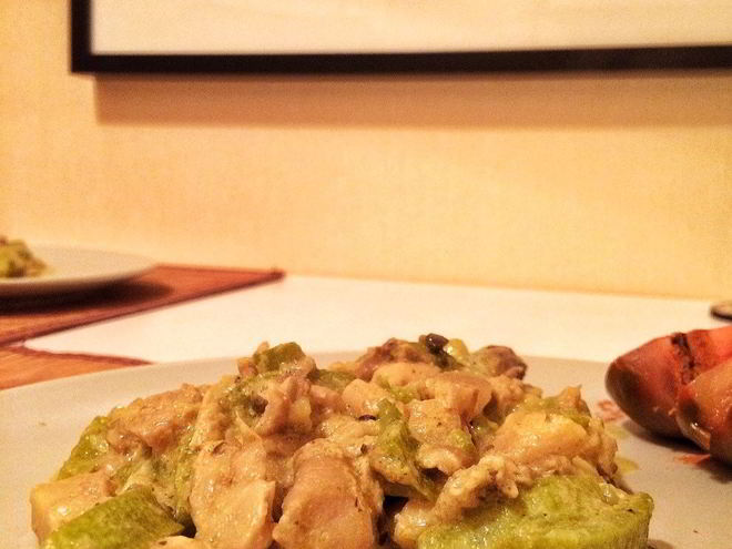 Рецепт рагу из кабачков и грибов с кефиром