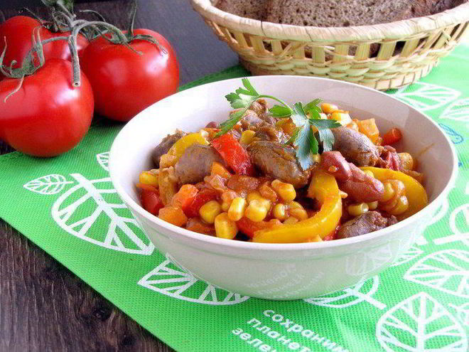 Рецепт рагу из куриных сердечек в мексиканском стиле