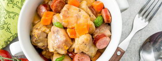 рагу из курицы с колбасками и тыквой. Шаг 8