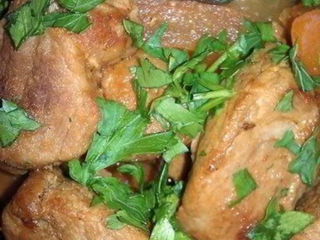 Рецепт рагу из свинины, овощей и шампиньонов