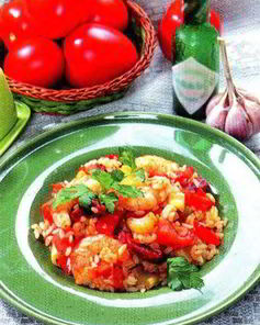 Рагу с креветками и салями